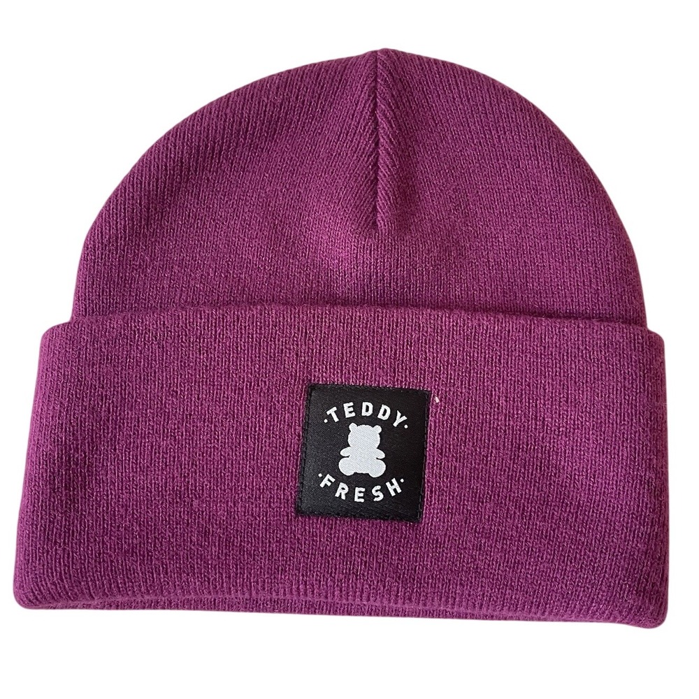 Teddy Fresh Heavy Gauge Beanie Purple Logo Patch